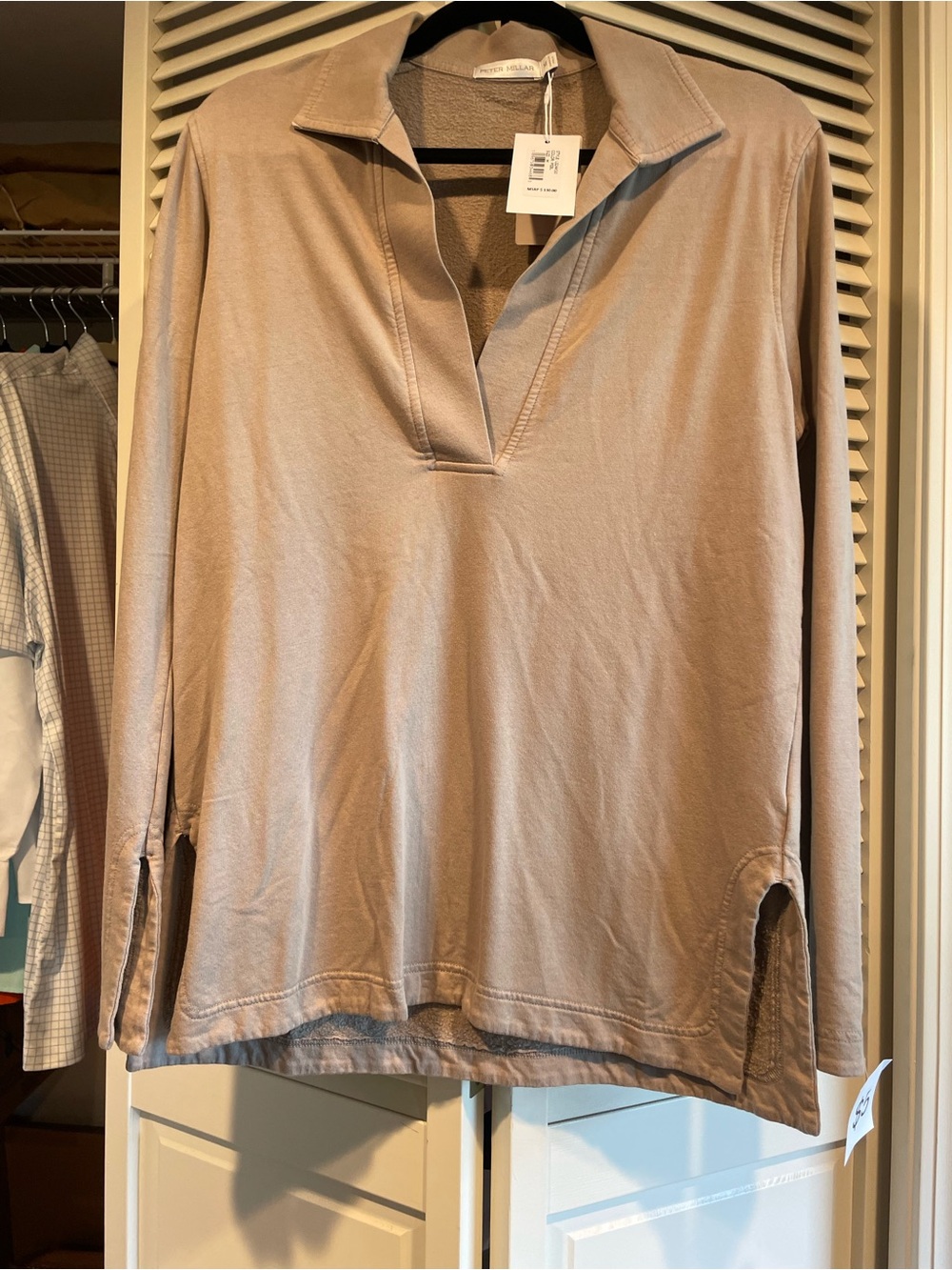 Peter Millar Taupe Cozy Long Sleeve Top